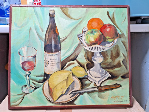 Cena dipinto olio legno - legno, 40