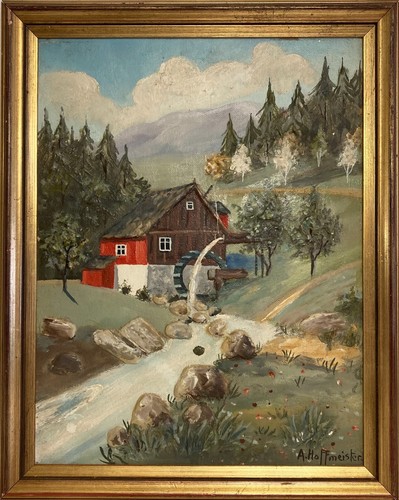 Antico quadro olio paesaggio
